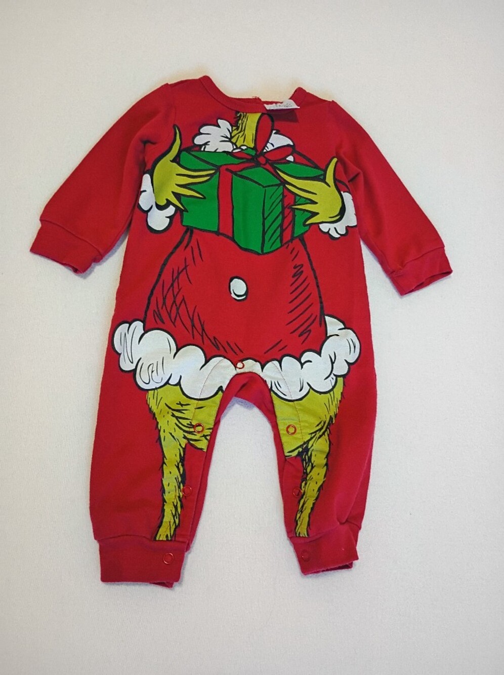 Dr. Seuss The Grinch Christmas Baby Coverall Romper Pajamas Size 3/6 M
